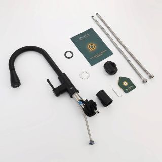 Смеситель для кухни Splenka S203.49.06 с выдвижным изливом чёрный